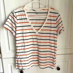 New Madewell Striped V Neck Tee